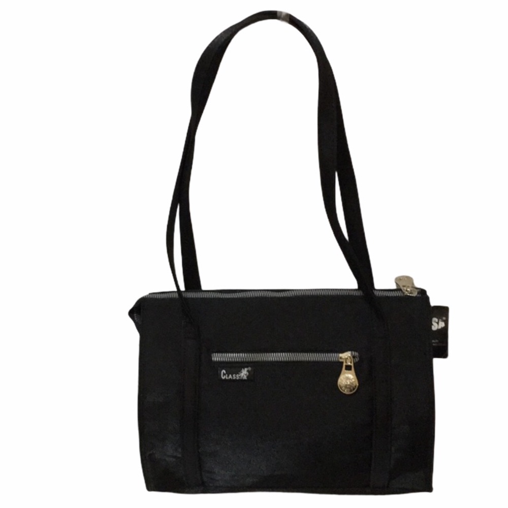 NWT Black Metallic Shoulder Bag. 12”x9”x4”.